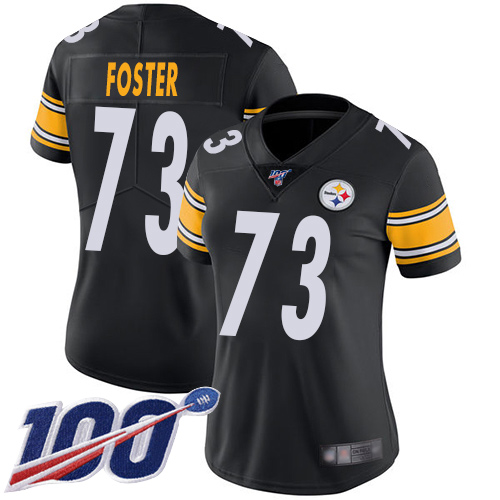 Women Pittsburgh Steelers Football #73 Limited Black Ramon Foster Home 100th Season Vapor Untouchable Nike NFL Jersey->women nfl jersey->Women Jersey